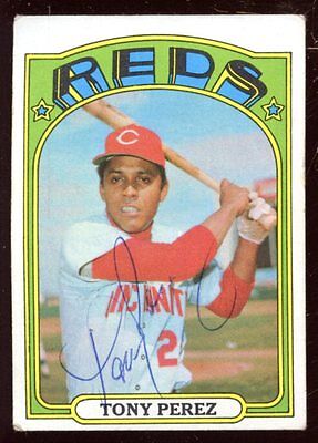 1972 Topps Baseball Card #80 Tony Perez Autographed EX