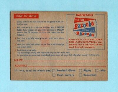 1957 Topps Contest Baseball Card - Saturday, May 4th EX pen mks ft 