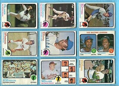 1973 Topps Lot of 20 Different Hall of Famer Baseball Cards Low Grade