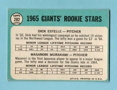 1965 Topps #282 Masanori Murakami San Fran Giants Rookie Baseball Card EX    