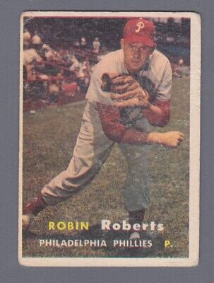 1957 Topps #15 Robin Roberts Philadelphia Phillies Baseball Card Low Grade