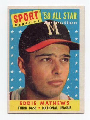 1958 Topps #480 Eddie Mathews All-Star Milwaukee Braves Baseball Card NM o/c