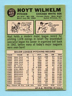 1967 Topps #422 Hoyt Wilhelm Chicago White Sox Baseball Card Ex/Mt tny wrk br   