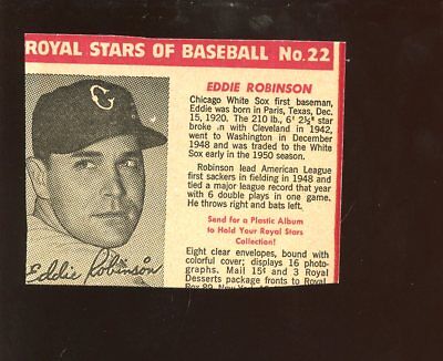 1950/1952 Royal Desserts / Pudding Baseball Card #22 Eddie Robinson