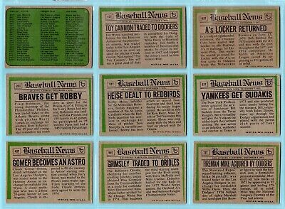 1974 Topps Traded Complete Set of 44 Baseball Cards VG - VG+ 