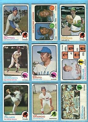 1973 Topps Lot of 20 Different Hall of Famer Baseball Cards Low Grade