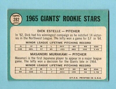 1965 Topps #282 Masanori Murakami San Fran Giants Rookie Baseball Card EX   