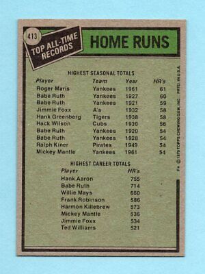 1979 Topps #413 All Time Record Holders Hank Aaron, Roger Maris Baseball Card NM