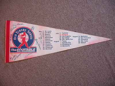 9x Autographed Cleveland Indians 12×30 Old Timers Series Pennant