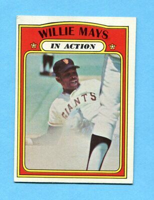 1972 Topps #50 Willie Mays In Action San Francisco Giants Baseball Card EX