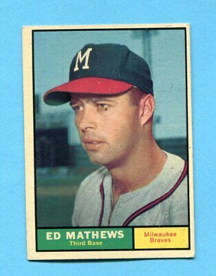 1961 Topps #120 Eddie Mathews Milwaukee Braves Baseball Card EX o/c ind lgt wrt