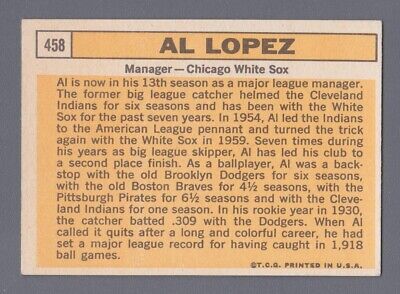 1963 Topps #458 Al Lopez Chicago White Sox Semi-High Number Baseball Card EX+