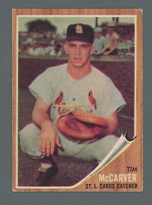 1962 Topps #167 Tim McCarver St. Louis Cardinals Rookie Baseball Card EX Gt Vari