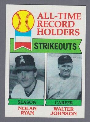 1979 Topps #417 Strikeout Record Holders N. Ryan & W. Johnson Baseball Card NM