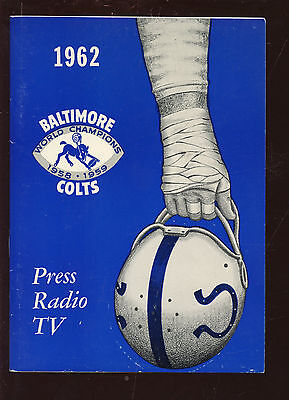 1962 Baltimore Colts NFL Football Press Radio TV Media Guide EXMT