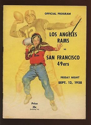 September 12 1958 NFL Program San Francisco 49'ers at Los Angeles Rams VGEX