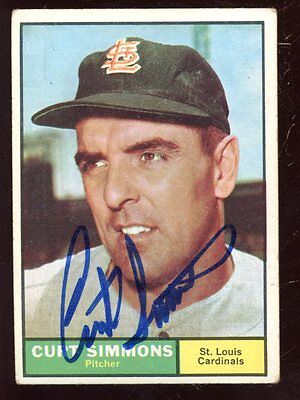 1961 Topps Baseball Card #11 Curt Simmons VG Autographed Hologram