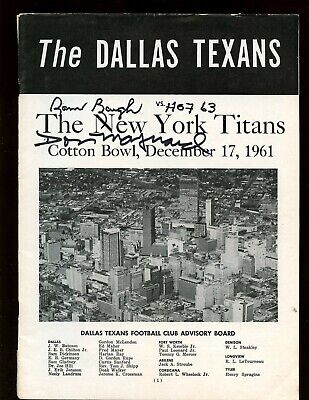 December 17 1961 AFL Program New York Titans at Dallas Texans 2 Autographs 