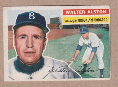 1956 Topps #8 Walter Alston Brooklyn Dodgers Baseball Card EX White Back