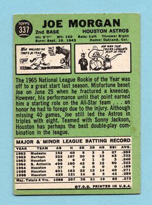 1967 Topps #337 Joe Morgan Houston Astros Baseball Card EX o/c stain   