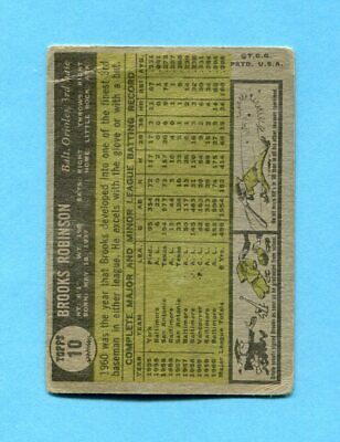 1961 Topps #10 Brooks Robinson Baltimore Orioles Baseball Card Low Grade 