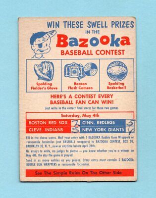 1957 Topps Contest Baseball Card - Saturday, May 4th EX pen mks ft