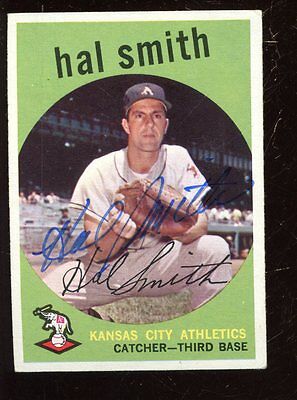 1959 Topps Baseball Card #227 Hal Smith Autographed EX+