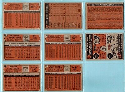 1972 Topps Lot of 8 Different Hall of Famer Baseball Cards LG - Ex/Ex+