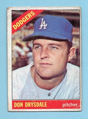 1966 Topps #430 Don Drysdale Los Angeles Dodgers Baseball Card Low Grade 