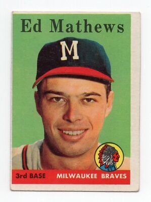 1958 Topps #440 Eddie Mathews Milwaukee Braves Baseball Card Vg/Ex o/c