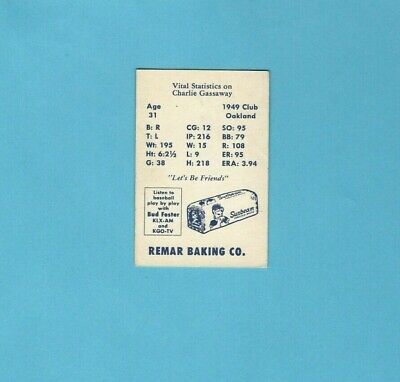 1950 Remar Bread Oakland Oaks Charlie Gassaway Baseball Card EX