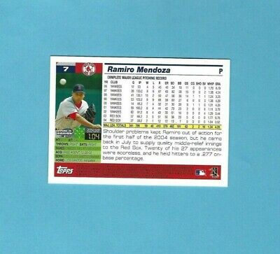 2004 Topps World Champ Boston Red Sox Ramiro Mendoza Autographed Baseball Card 