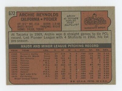 1972 Topps #672 Archie Reynolds California Angels High Number Baseball Card NM 