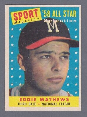 1958 Topps #480 Eddie Mathews All-Star Milwaukee Braves Baseball Card NM o/c