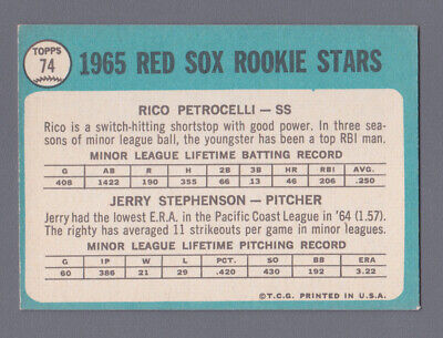 1965 Topps #74 Rico Petrocelli Jerry Stephenson Rookie Baseball Card EX - EX+ 