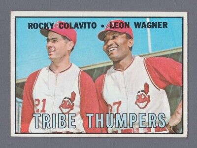 1967 Topps #109 Tribe Thumpers Colavito & Wagner Baseball Card Ex-EX+ prt mk