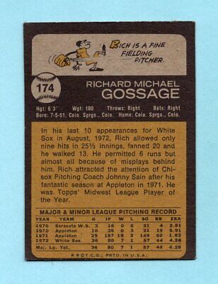 1973 Topps #174 Goose Gossage Chicago White Sox Rookie Baseball Card EX swtr  