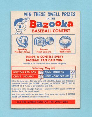 1957 Topps Contest Baseball Card - Saturday, May 4th EX pen mks ft