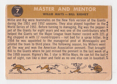 1960 Topps #7 Master & Mentor Mays & Rigney San Fran Giants Baseball Card LG