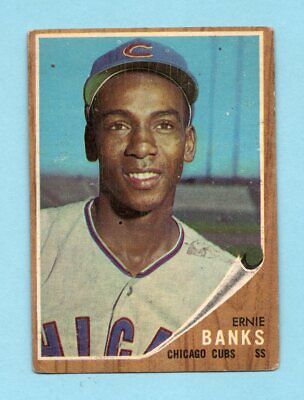 1962 Topps #25 Ernie Banks Chicago Cubs Baseball Card VG+ ap hum feel   