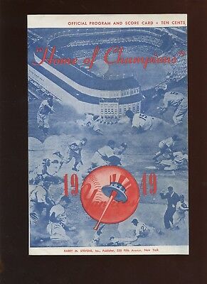 1949 MLB Program Boston Red Sox at New York Yankees EXMT