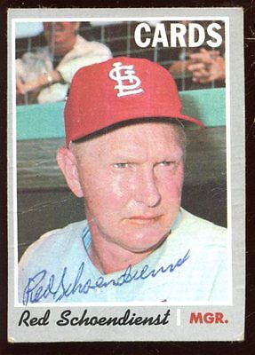 1970 Topps Baseball Card #346 Red Schoendienst Autographed