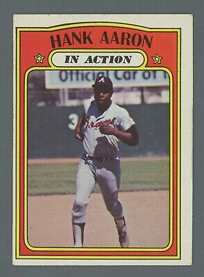 1972 Topps #300 Hank Aaron In Action Atlanta Braves Baseball Card EX+ o/c