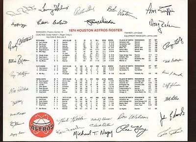 1974 MLB Baseball Houston Astros Team 8 1/2 X 11 Photo