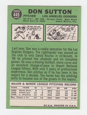 1967 Topps #445 Don Sutton Los Angeles Dodgers Baseball Card Ex/Mt pmk    