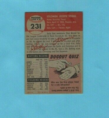 1953 Topps #231 Solly Hemus St Louis Cardinals Baseball Card  EX+