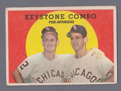 1959 Topps #408 Keystone Combo Fox-Aparicio Chicago W S Baseball Card VG