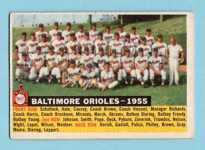 1956 Topps #100 Baltimore Orioles Team Baseball Card Vg/Ex