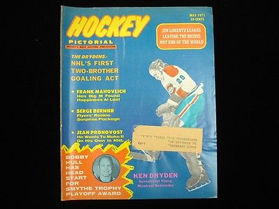 May 1971 Hockey Pictorial Magazine - Ken Dryden Montreal Canadiens Cover