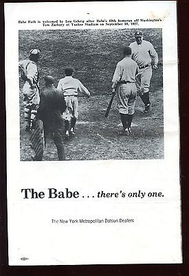 1970's Datsun Motors Lifetime Stats Babe Ruth Brochure